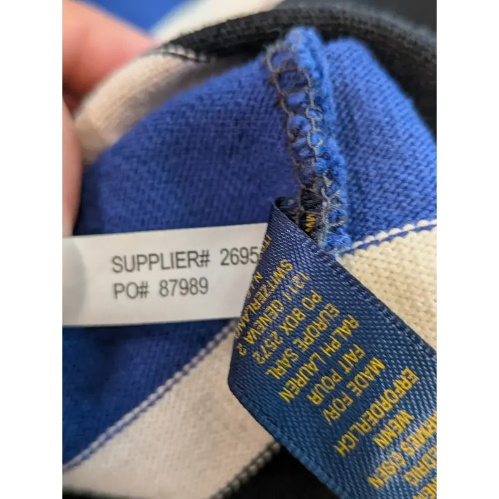 Vintage Ralph Lauren Rugby Long Sleeve Shirt RARE 2005 Crest Large Slim Striped